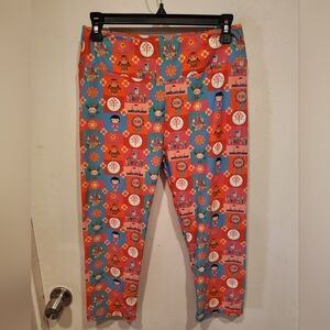 Lost Princess Apparel Disney Small World Print Cropped Leggings Sz S/M Travel